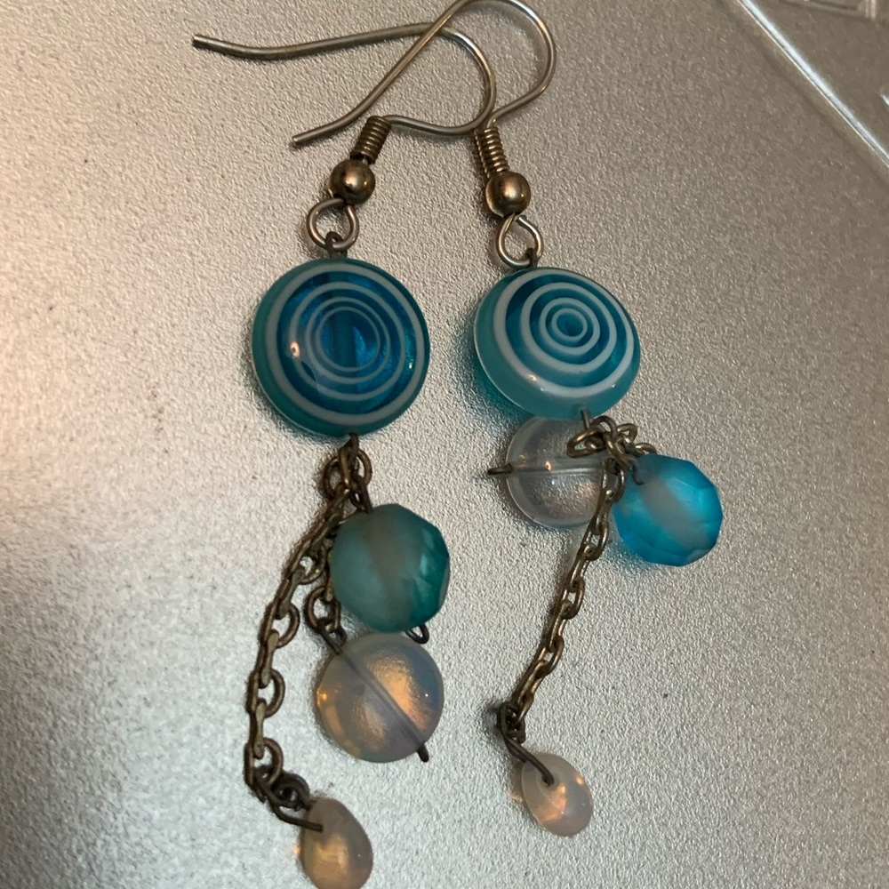 Handmade blue water drop earrings
